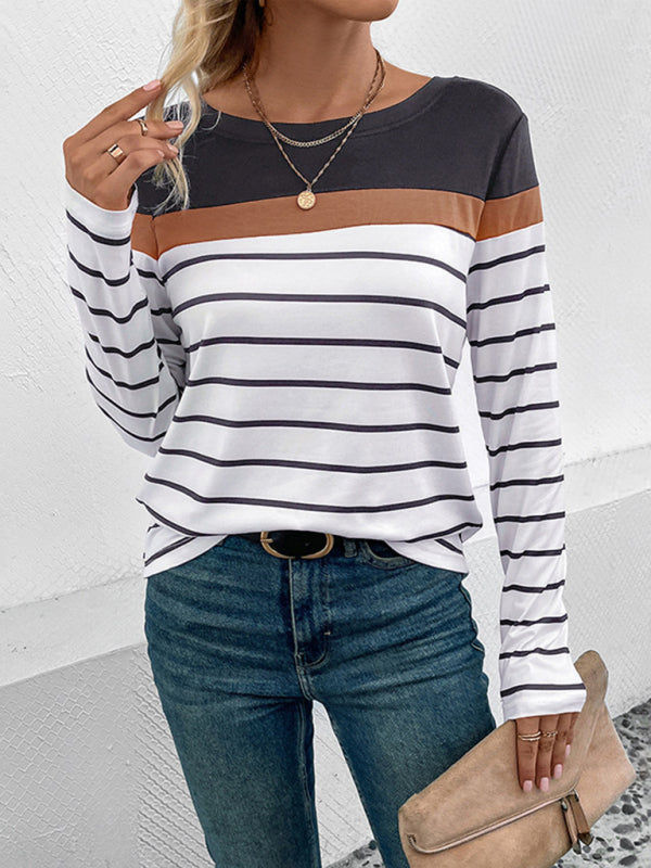 New Women's Striped Long Sleeve Sweater BLUE ZONE PLANET