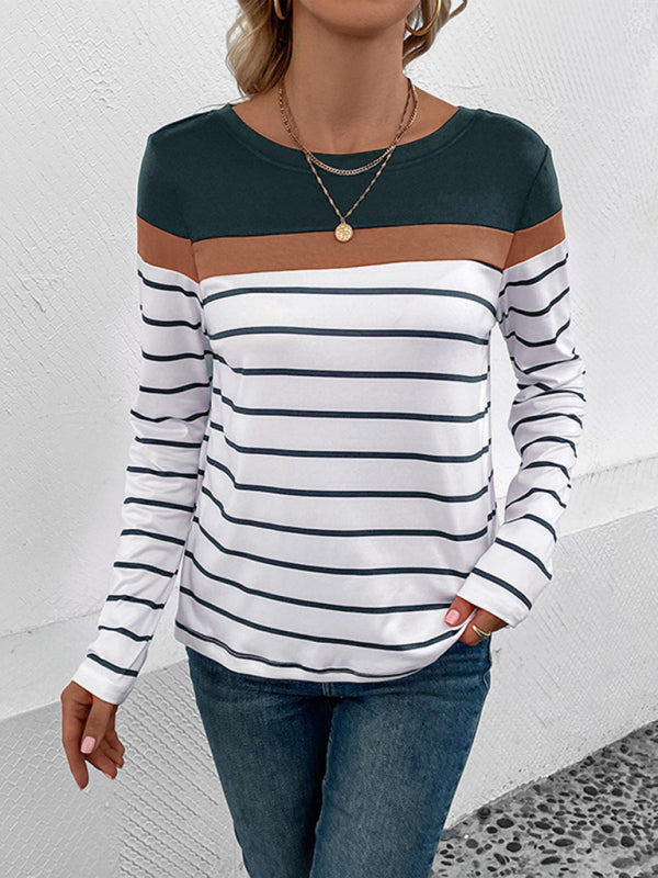 New Women's Striped Long Sleeve Sweater BLUE ZONE PLANET