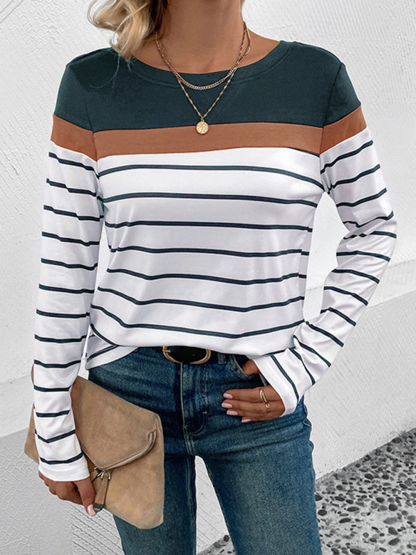 New Women's Striped Long Sleeve Sweater BLUE ZONE PLANET