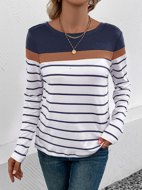 New Women's Striped Long Sleeve Sweater BLUE ZONE PLANET