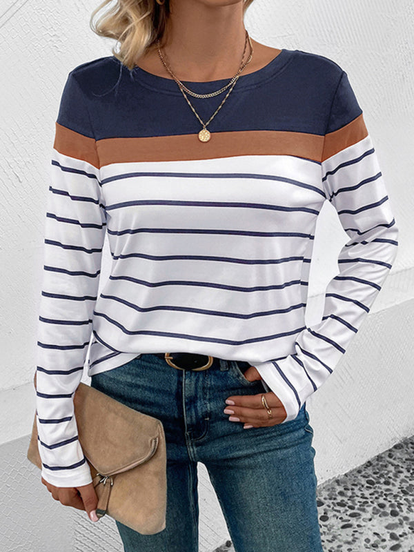 New Women's Striped Long Sleeve Sweater BLUE ZONE PLANET