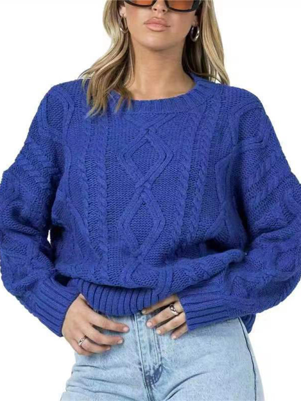 Blue Zone Planet | able and comfortable woolen round neck long-sleeved sweater BLUE ZONE PLANET