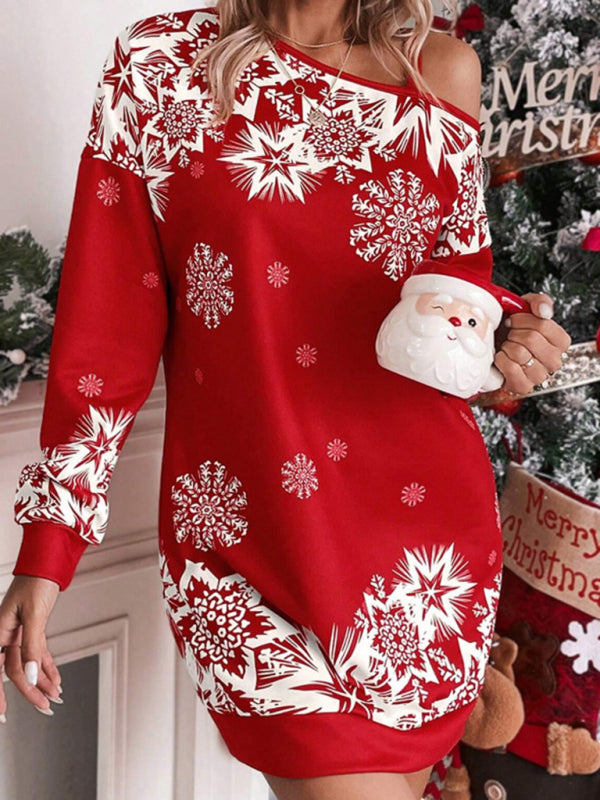 women's red off the shoulder dress for christmas Women Long Sleeve Pleated Split Prom Party Slim Dresses P please choose the size according to the size chart of each product. Wholesale Christmas Style Red Sexy