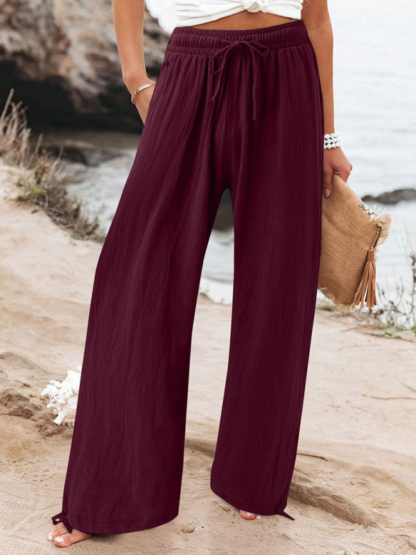 Blue Zone Planet | Elastic solid color wide leg trousers BLUE ZONE PLANET