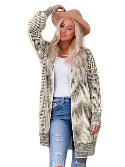 Mid-length knitted pullover women's sweater cardigan-[Adult]-[Female]-Cracker khaki-S-2022 Online Blue Zone Planet