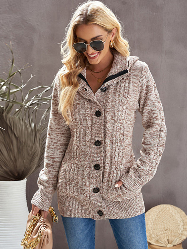 Women's warm casual hooded long-sleeved cardigan knitted-[Adult]-[Female]-2022 Online Blue Zone Planet