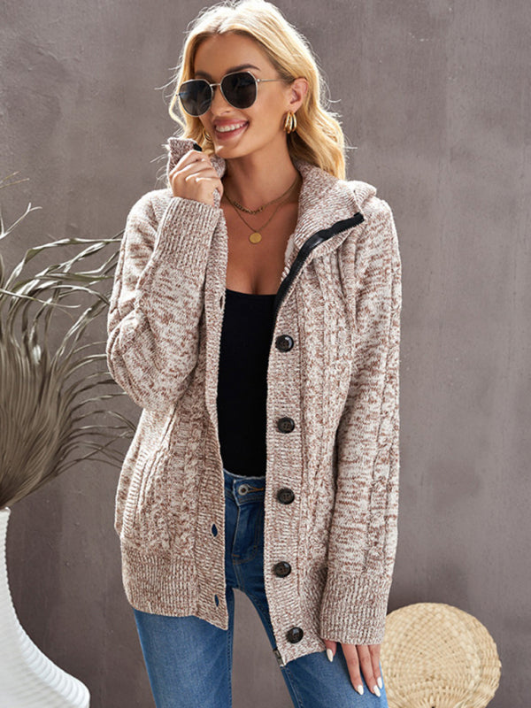 Women's warm casual hooded long-sleeved cardigan knitted-[Adult]-[Female]-2022 Online Blue Zone Planet