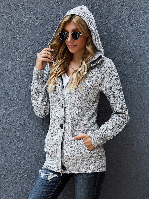 Women's warm casual hooded long-sleeved cardigan knitted-[Adult]-[Female]-2022 Online Blue Zone Planet
