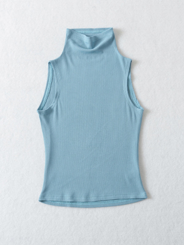 Blue Zone Planet |  Slim fit high collar bottoming sleeveless tank top BLUE ZONE PLANET