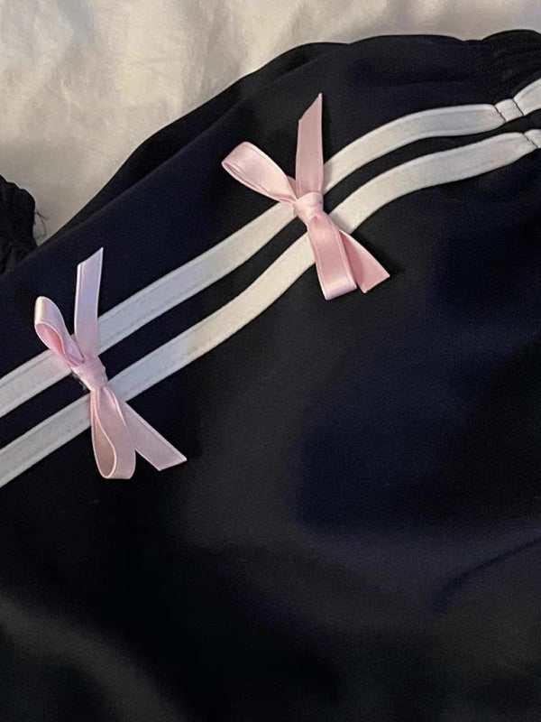 Blue Zone Planet | three-dimensional bow sports pants-TOPS / DRESSES-[Adult]-[Female]-2022 Online Blue Zone Planet