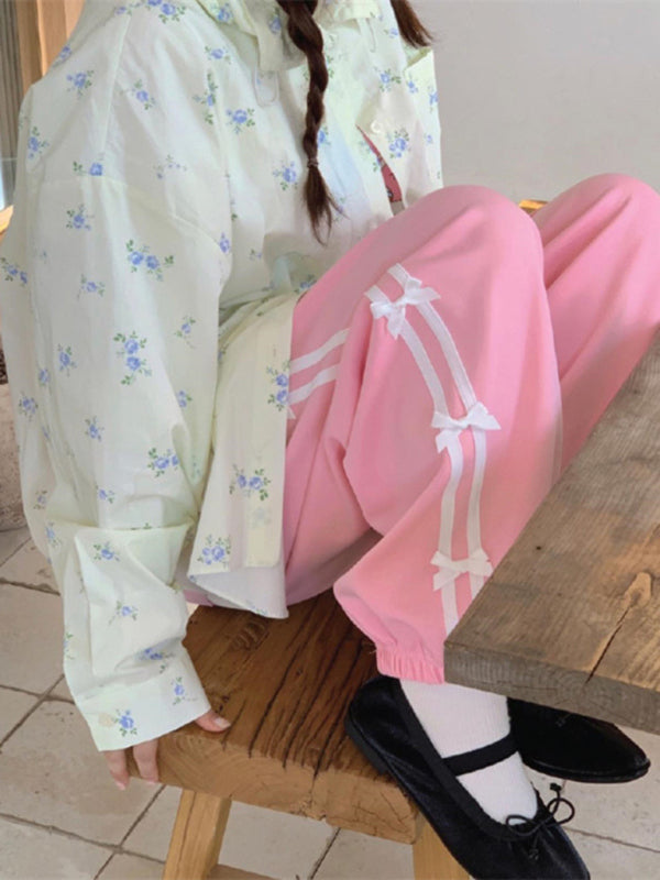 Blue Zone Planet | three-dimensional bow sports pants-TOPS / DRESSES-[Adult]-[Female]-2022 Online Blue Zone Planet