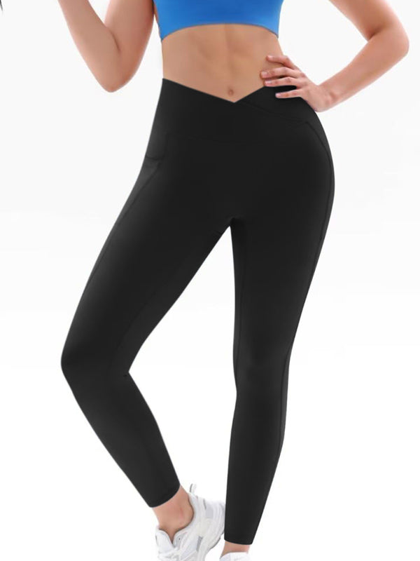 New Women's High Waist Hip Pocket Yoga Pants-[Adult]-[Female]-Black-S-2022 Online Blue Zone Planet