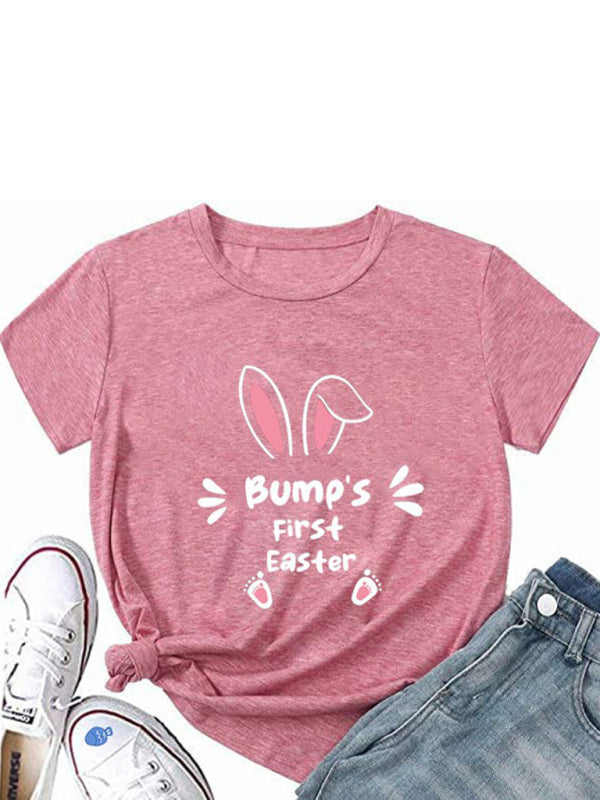 Blue Zone Planet | Maternity Easter Bunny Print T-Shirt-TOPS / DRESSES-[Adult]-[Female]-Pink-S-2022 Online Blue Zone Planet