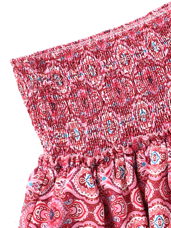 Women's Fashion Ruffled Floral Half-length Pleated Skirt kakaclo