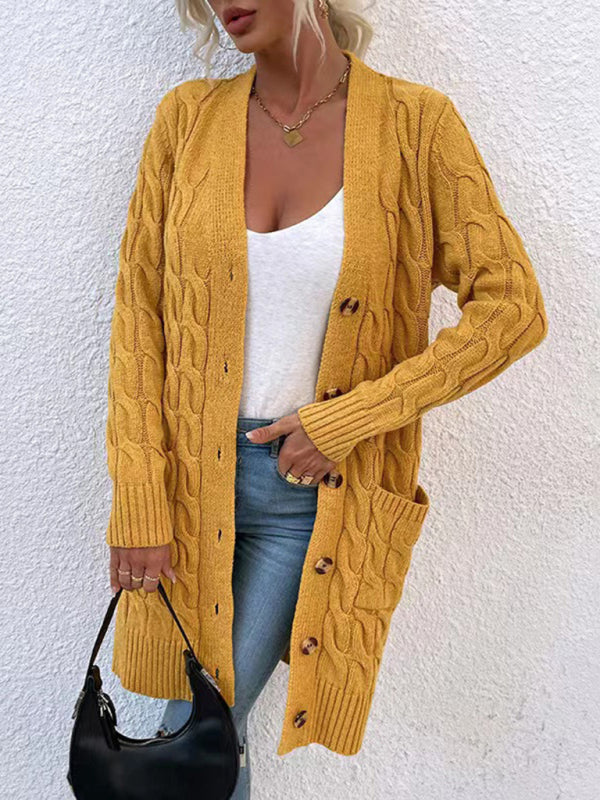 Blue Zone Planet | outerwear able long single-breasted casual cardigan jacket-TOPS / DRESSES-[Adult]-[Female]-Ginger yellow-S-2022 Online Blue Zone Planet