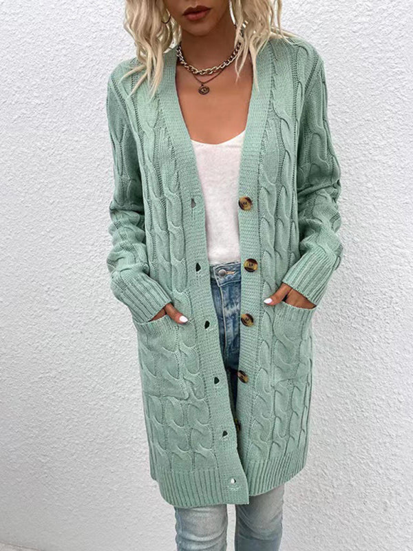 Blue Zone Planet | outerwear able long single-breasted casual cardigan jacket-TOPS / DRESSES-[Adult]-[Female]-Clear blue-S-2022 Online Blue Zone Planet