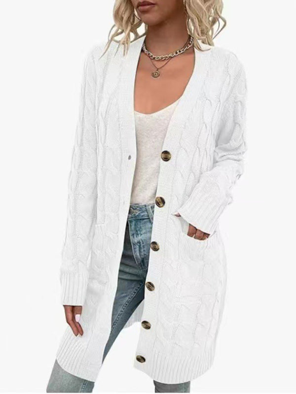 Blue Zone Planet | outerwear able long single-breasted casual cardigan jacket-TOPS / DRESSES-[Adult]-[Female]-White-S-2022 Online Blue Zone Planet