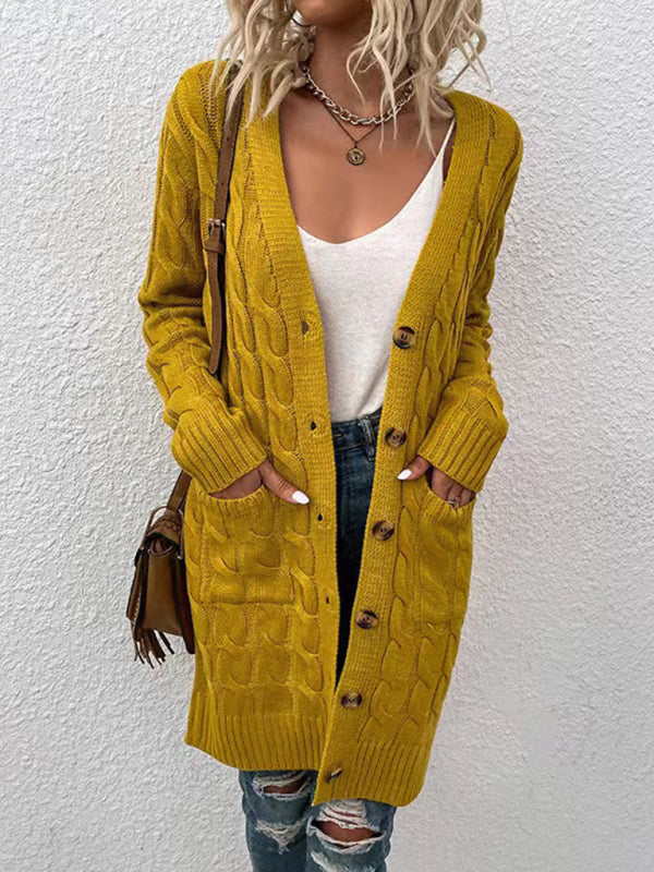 Blue Zone Planet | outerwear able long single-breasted casual cardigan jacket-TOPS / DRESSES-[Adult]-[Female]-Earth yellow-S-2022 Online Blue Zone Planet