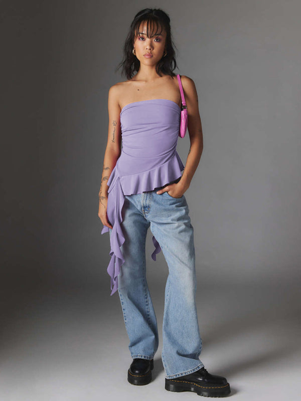 Blue Zone Planet | ruffled tube top, slim and Y2K top BLUE ZONE PLANET