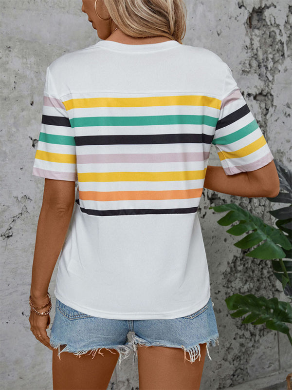 Blue Zone Planet |  Color Striped Short Sleeve T-Shirt BLUE ZONE PLANET