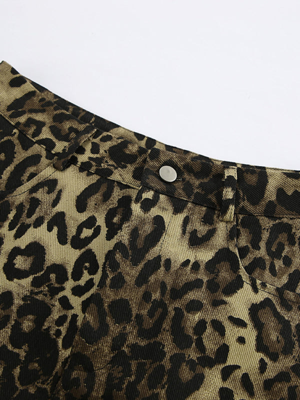 Blue Zone Planet | retro pants leopard print street wide leg three-point shorts BLUE ZONE PLANET