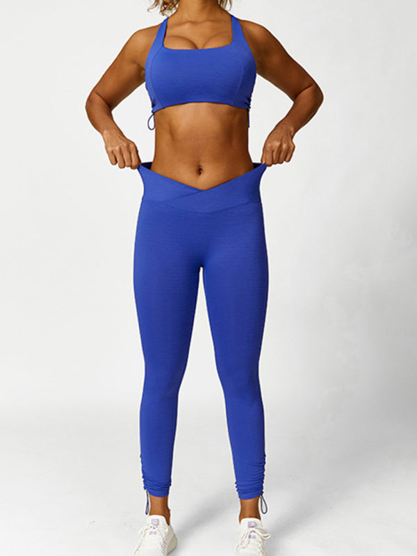 Blue Zone Planet | New drawstring yoga wear breathable solid color yoga bra-[Adult]-[Female]-2022 Online Blue Zone Planet