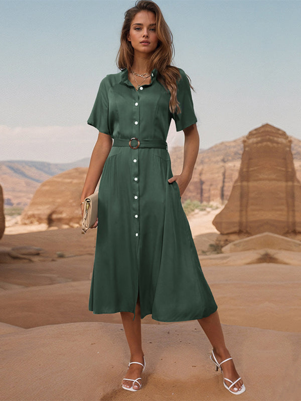Blue Zone Planet | style lapel single breasted green dress BLUE ZONE PLANET