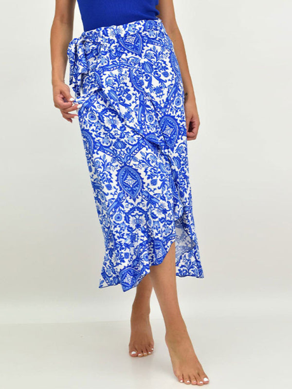 Blue Zone Planet |  New wrap style ruffled floral skirt BLUE ZONE PLANET