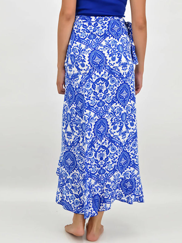 Blue Zone Planet |  New wrap style ruffled floral skirt BLUE ZONE PLANET