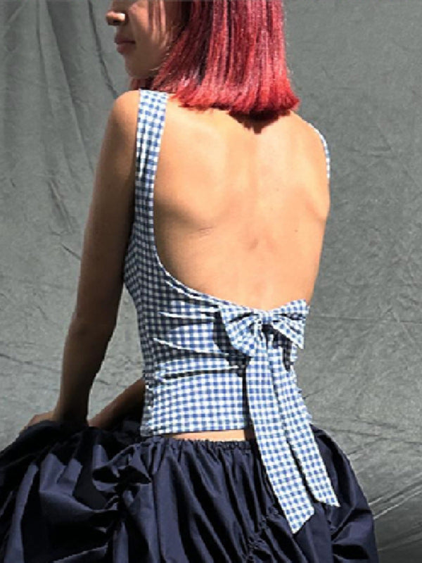 Blue Zone Planet |  Sarah's Country Chic Bow-Back Crop Top BLUE ZONE PLANET