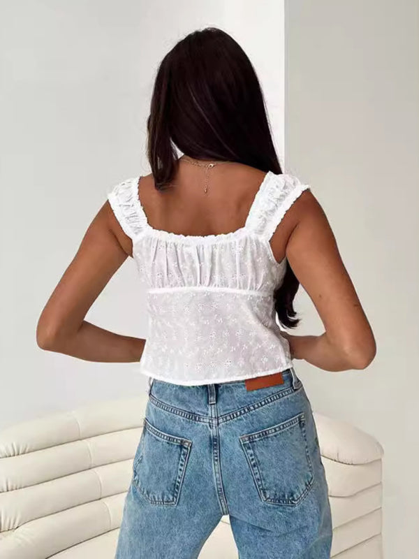Blue Zone Planet | Gina's Slim Fit Lace Tie Crop Top BLUE ZONE PLANET