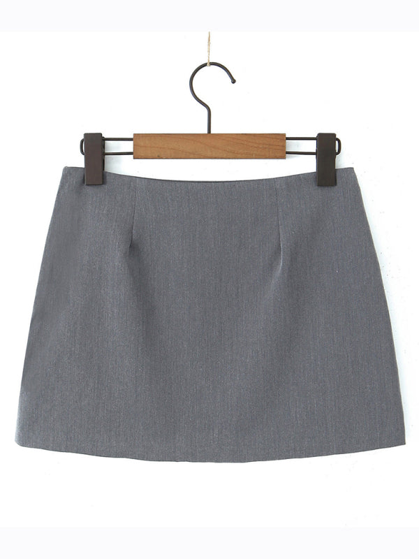 Abigail's Square-Neck Back Strap Tube Top Hip-covering Mini Skirt Set BLUE ZONE PLANET