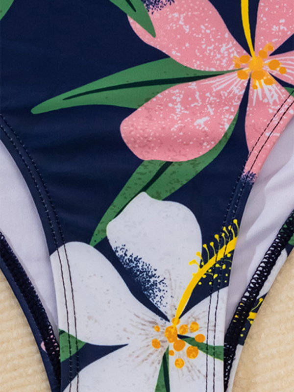 Blue Zone Planet | split swimsuit high waist bikini ruffle leaf print multicolor swimsuit BLUE ZONE PLANET