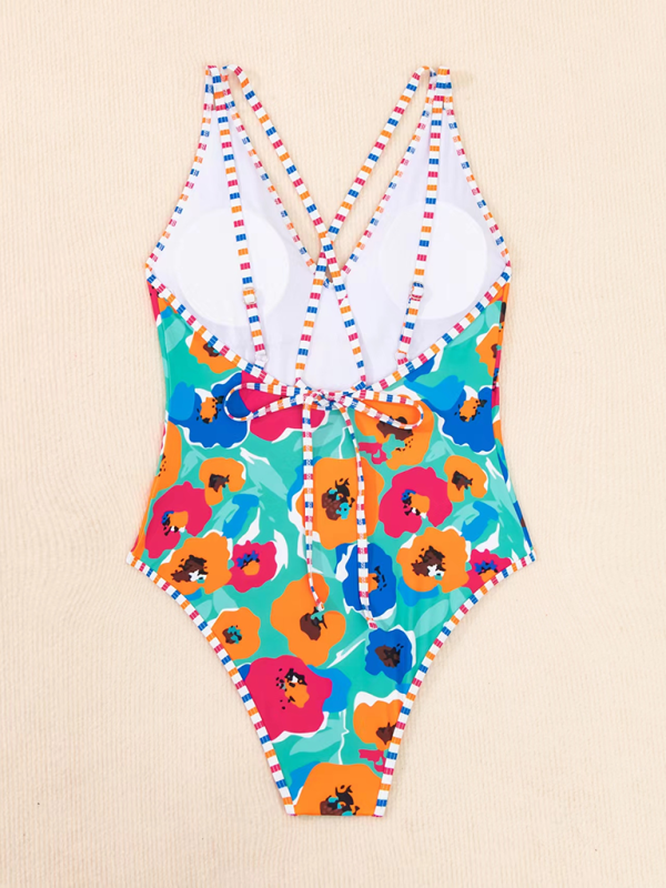 Blue Zone Planet | bikini printed one piece swimsuit with hollow back BLUE ZONE PLANET