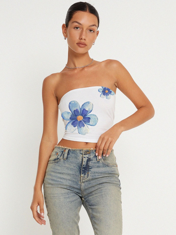 Blue Zone Planet |  Y2K printed tube top vest BLUE ZONE PLANET