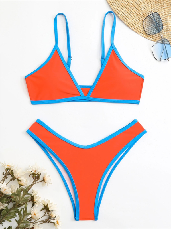 Blue Zone Planet |  Women's Solid Color Bikini Sexy Sports Contrast Color Bikini BLUE ZONE PLANET