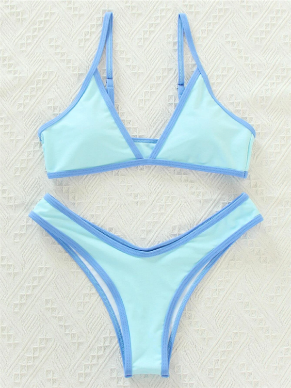 Blue Zone Planet |  Women's Solid Color Bikini Sexy Sports Contrast Color Bikini BLUE ZONE PLANET