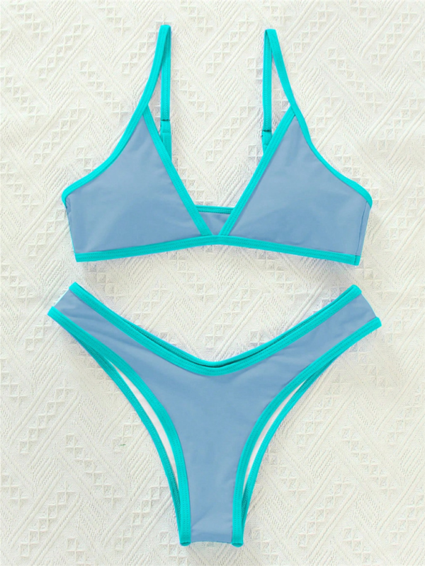 Blue Zone Planet |  Women's Solid Color Bikini Sexy Sports Contrast Color Bikini BLUE ZONE PLANET