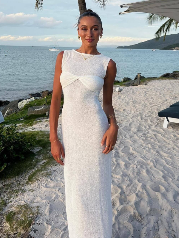solid color beach dress Solid Gold Maxi Dress - White Beach Dress