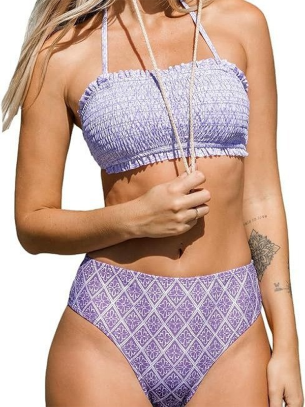 Blue Zone Planet |  resort beach spaghetti strap floral bikini BLUE ZONE PLANET