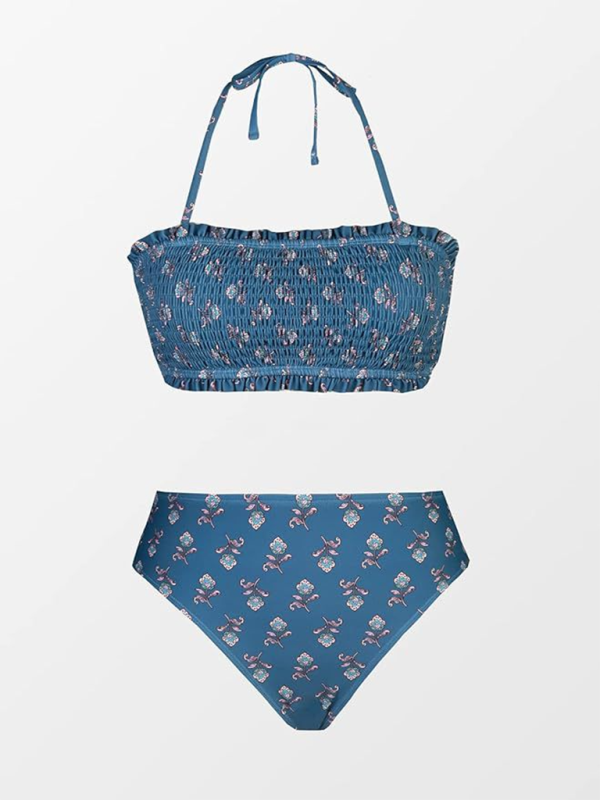 Blue Zone Planet |  resort beach spaghetti strap floral bikini BLUE ZONE PLANET