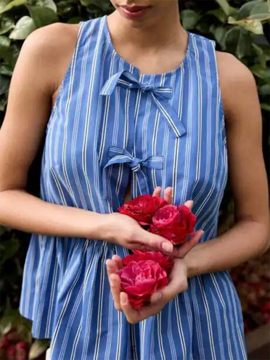 bow tie striped vest shirt BLUE ZONE PLANET