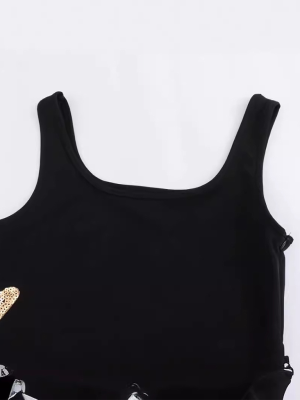 Fashionable Sequin Embroidered Short Tank Top Dress - Blue Zone Planet Orange Red / L by Blue Zone Planet Fashionable Sequin Embroidered Short Tank Top Dress - Blue Zone Planet Orange Red / L by Blue Zone Planet