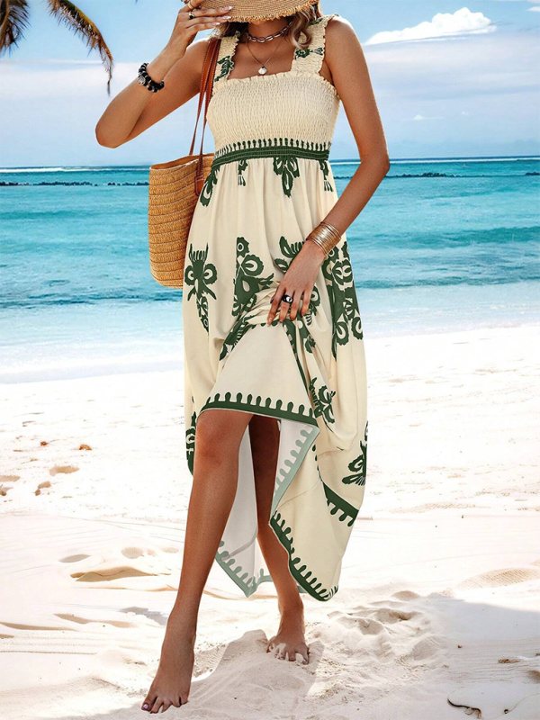 Blue Planet | Resort style printed cross front midi dress - Blue Pattern1 / XL by Blue Zone Planet Blue Planet | Resort style printed cross front midi dress - Blue Pattern1 / XL by Blue Zone Planet