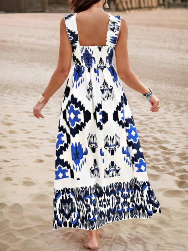 Resort style printed cross front midi dress-TOPS / DRESSES-[Adult]-[Female]-2022 Online Blue Zone Planet