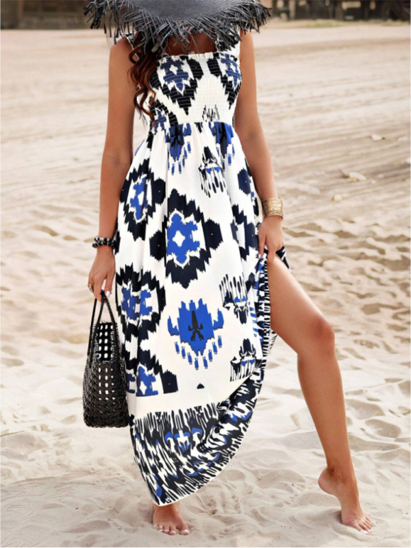 Resort style printed cross front midi dress-TOPS / DRESSES-[Adult]-[Female]-2022 Online Blue Zone Planet