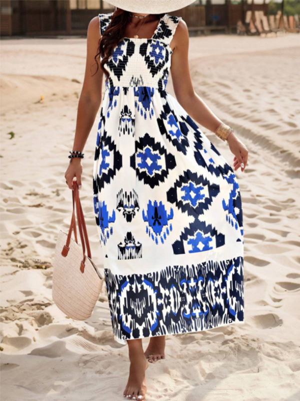 Resort style printed cross front midi dress-TOPS / DRESSES-[Adult]-[Female]-Pattern2-S-2022 Online Blue Zone Planet