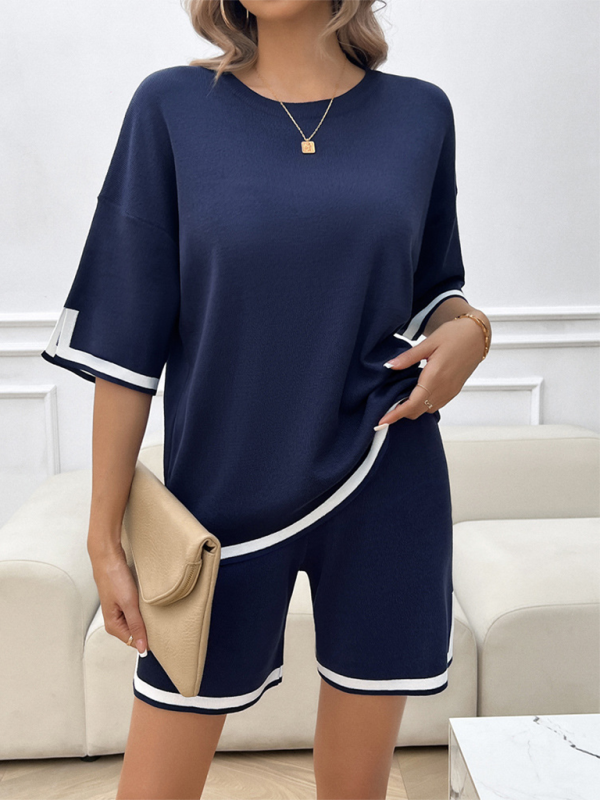 Blue Zone Planet | Women's round neck casual sweater two-piece set-TOPS / DRESSES-[Adult]-[Female]-2022 Online Blue Zone Planet