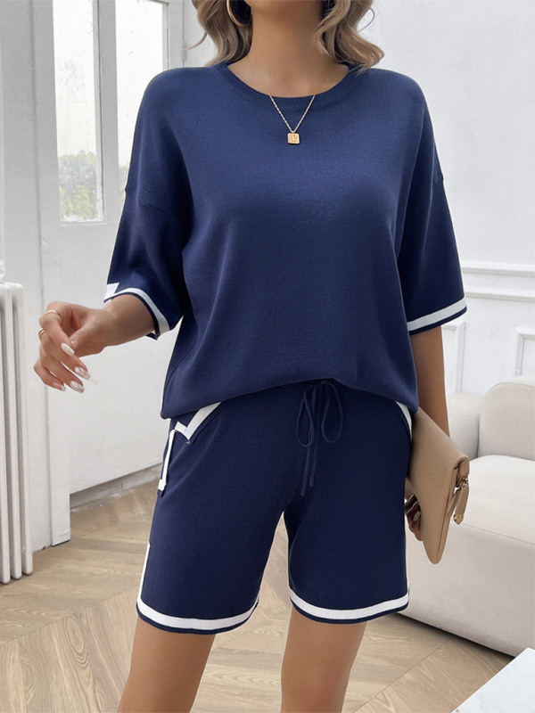 Blue Zone Planet | Women's round neck casual sweater two-piece set-TOPS / DRESSES-[Adult]-[Female]-2022 Online Blue Zone Planet