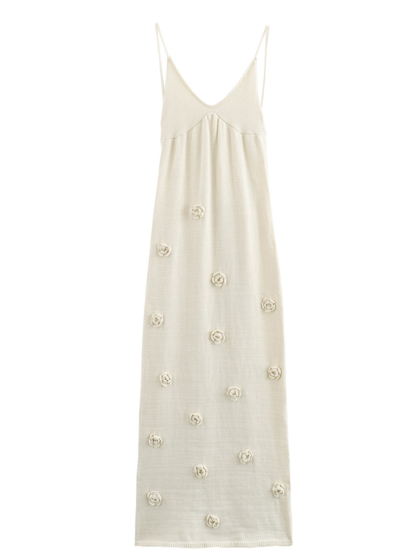 Blue Zone Planet | Anna's 3D Flower Embroidered Strappy Slim Fit Maxi Dress Blue Zone Planet | Anna's 3D Flower Embroidered Strappy Slim Fit Maxi Dress